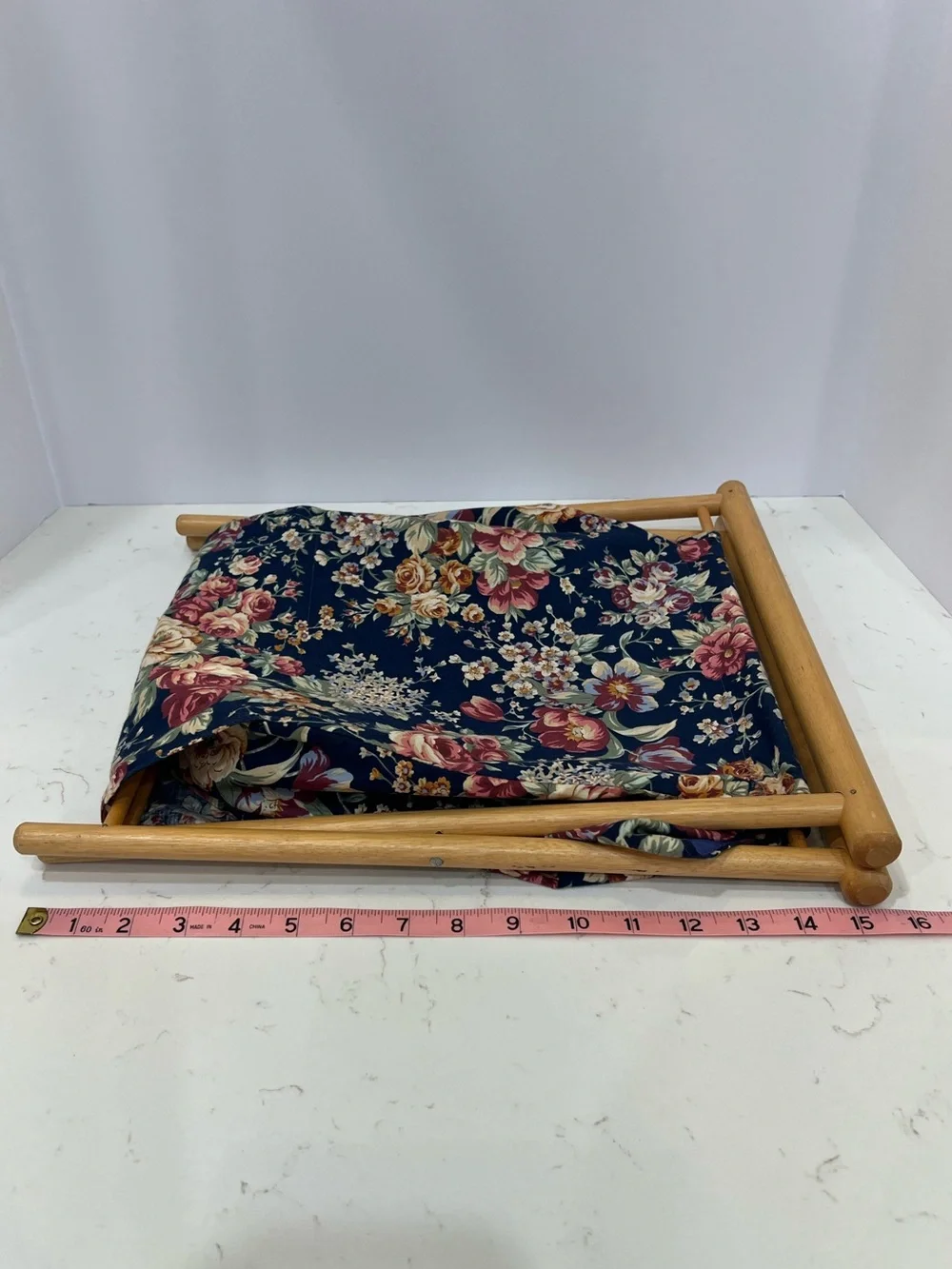 Vintage Foldable Wooden Sewing Basket Floral Knitting Craft Storage Caddy - Picture 15 of 15